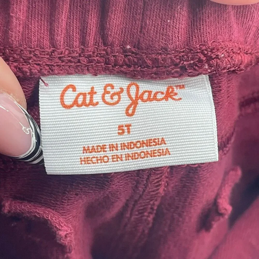 Cat & Jack Girls Burgundy Pull On Jegging Leggings Size 5T Stretch Faux Pockets